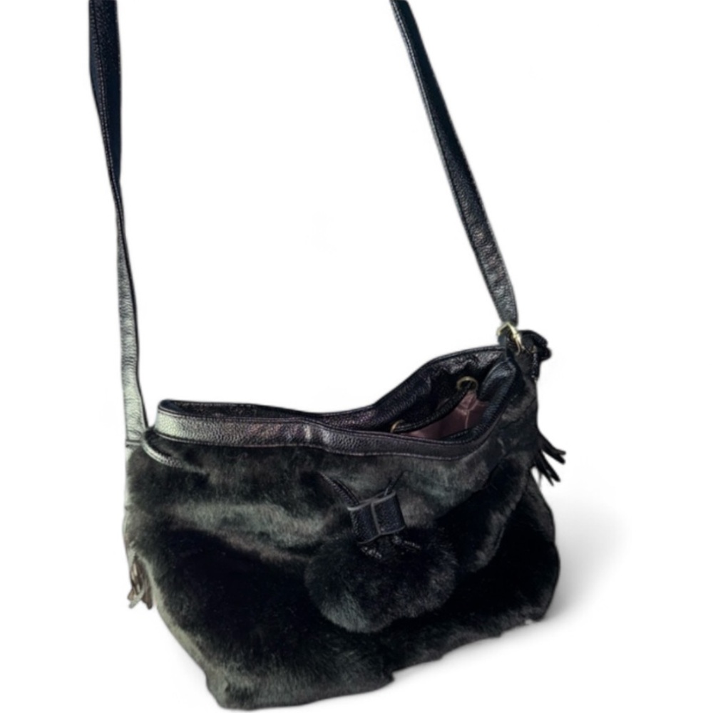 Women’s Stylish Black Fur Crossbody Bag